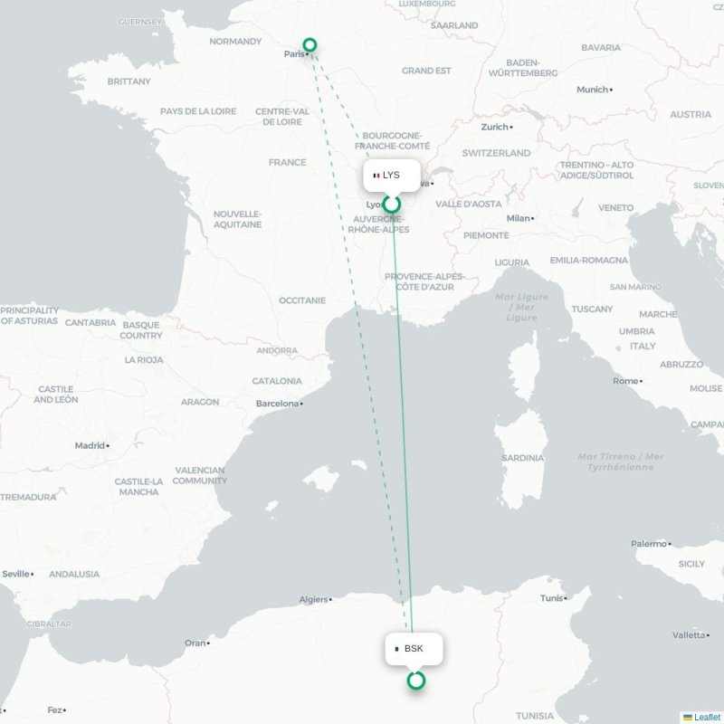 LYS - BSK route map