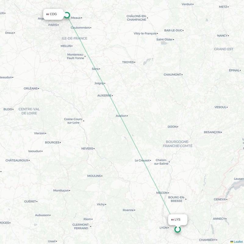 LYS - CDG route map