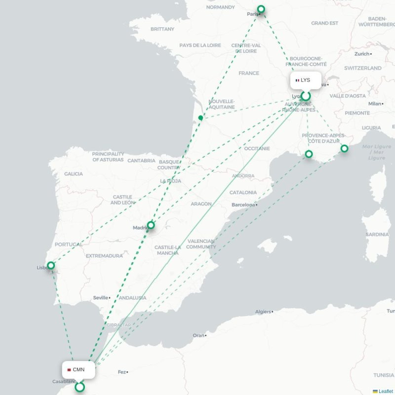 LYS - CMN route map
