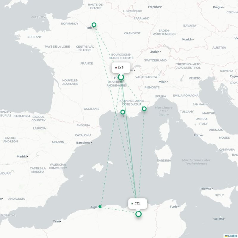 LYS - CZL route map