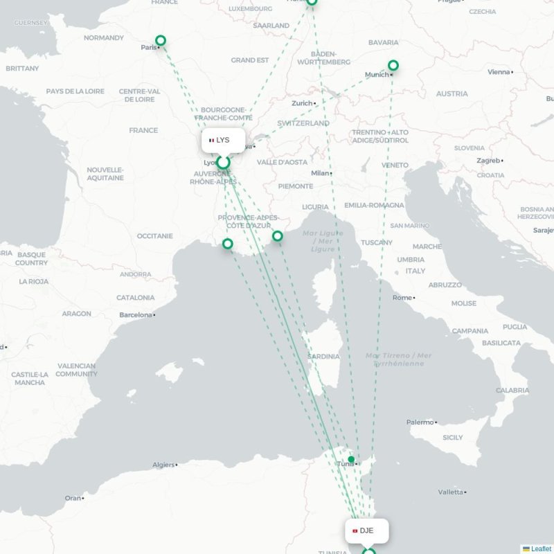 LYS - DJE route map