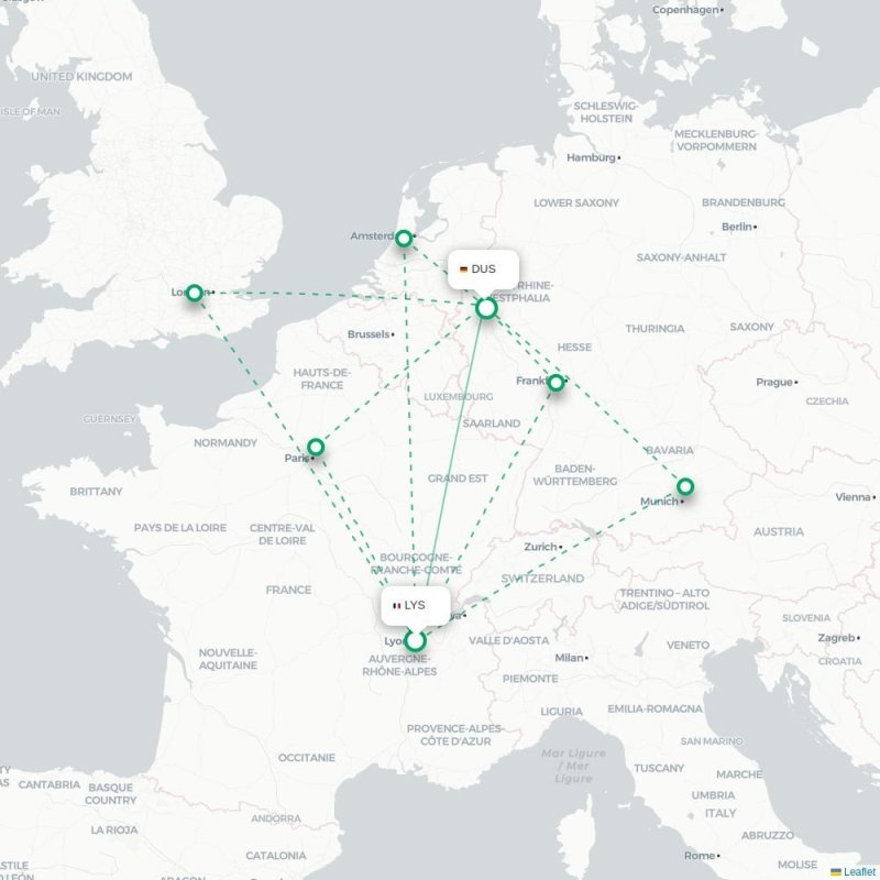 LYS - DUS route map