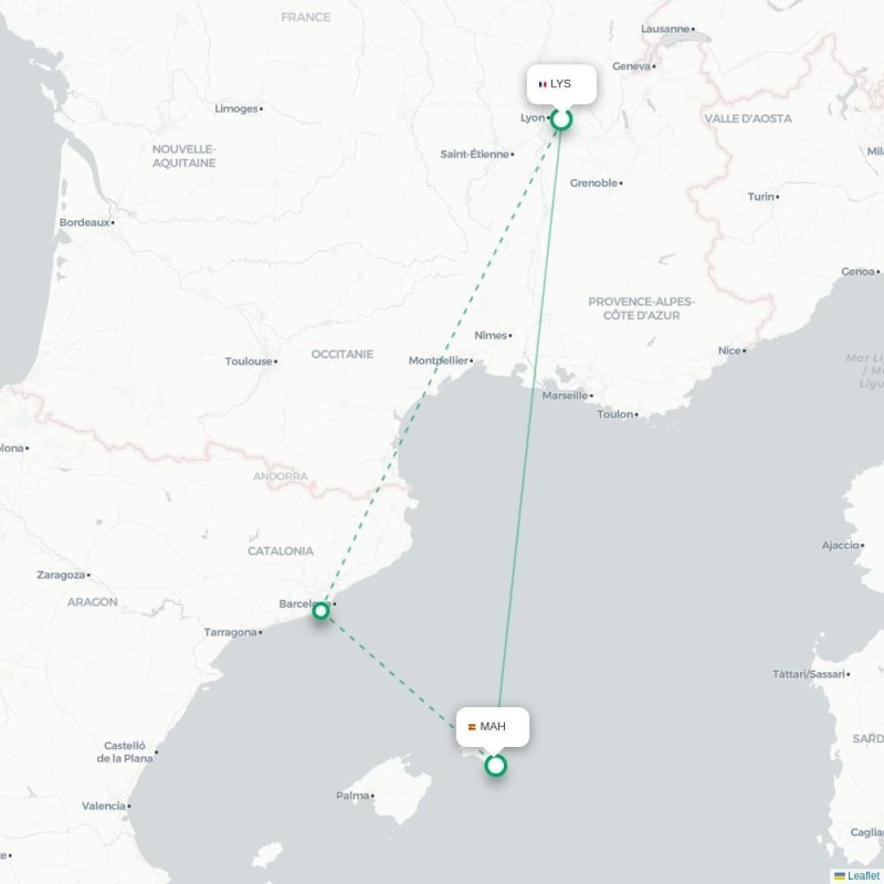 LYS - MAH route map