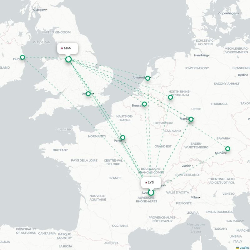 LYS - MAN route map