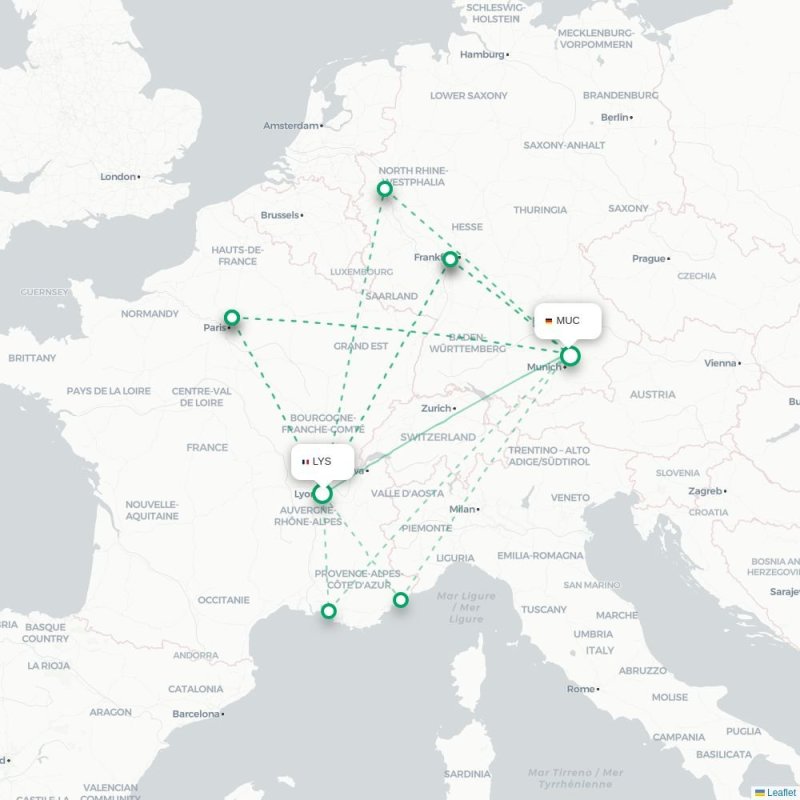 LYS - MUC route map