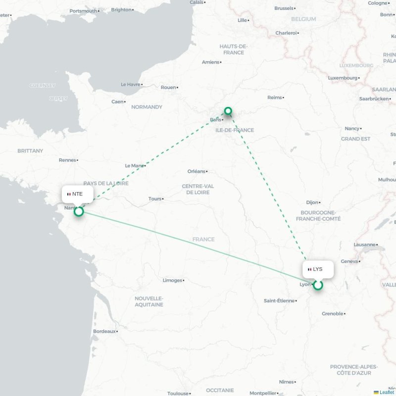 LYS - NTE route map