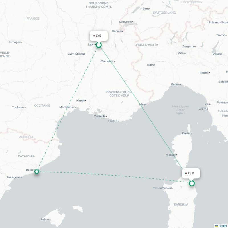 LYS - OLB route map