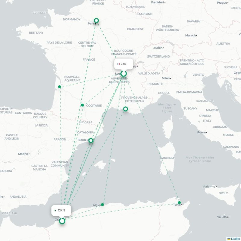 LYS - ORN route map