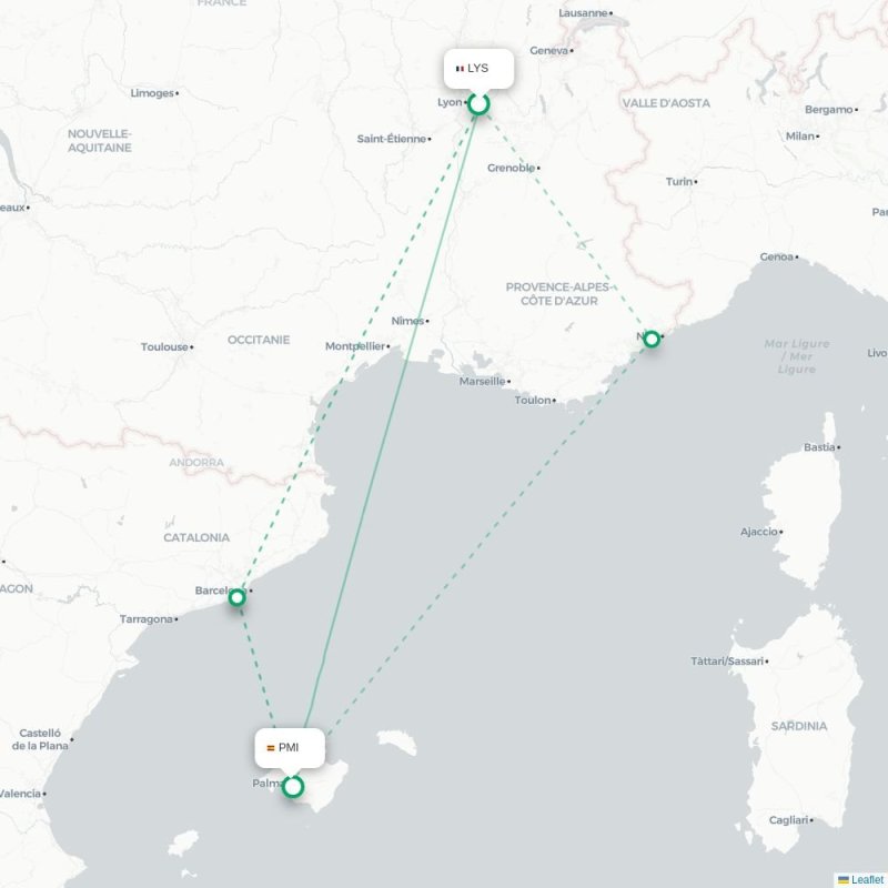 LYS - PMI route map