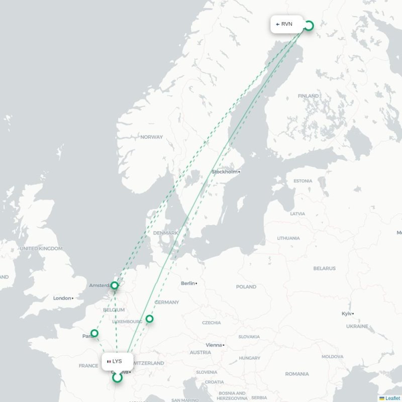 LYS - RVN route map