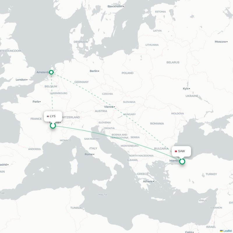 LYS - SAW route map