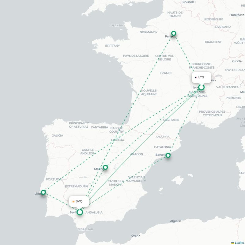 LYS - SVQ route map