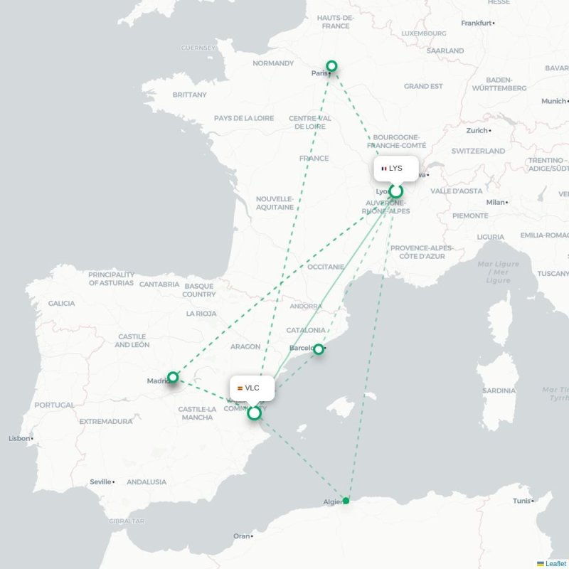 LYS - VLC route map