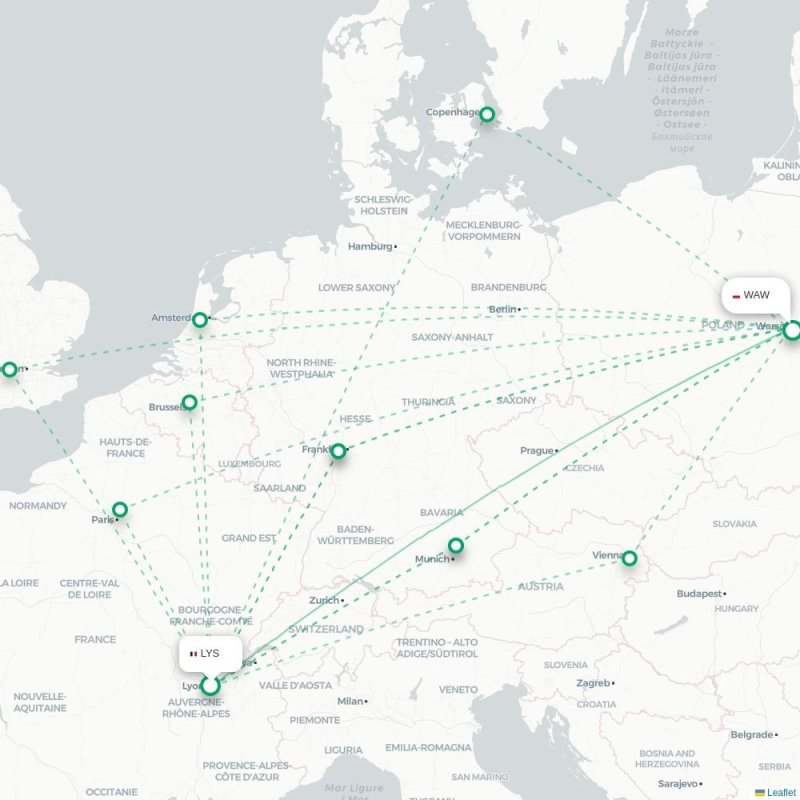 LYS - WAW route map