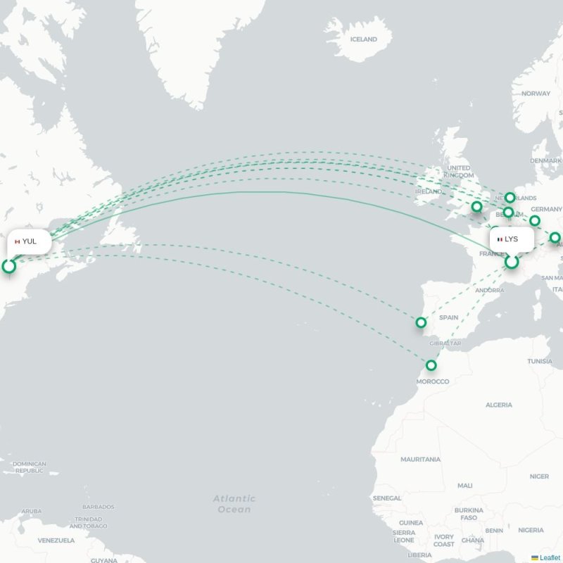 LYS - YUL route map