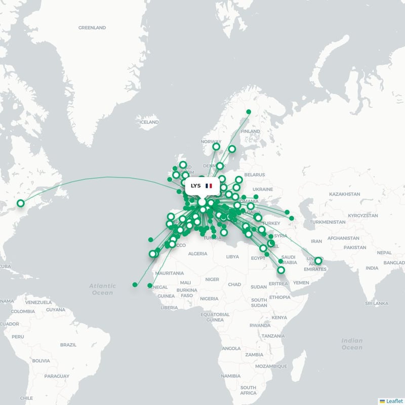 Route map Lyon  LYS airport