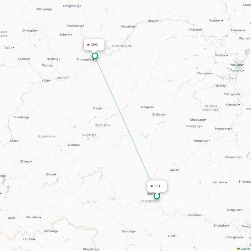 LZH - CKG route map