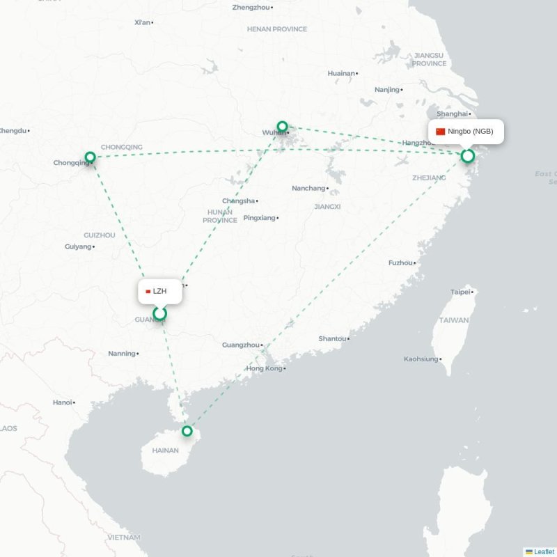 LZH - NGB route map
