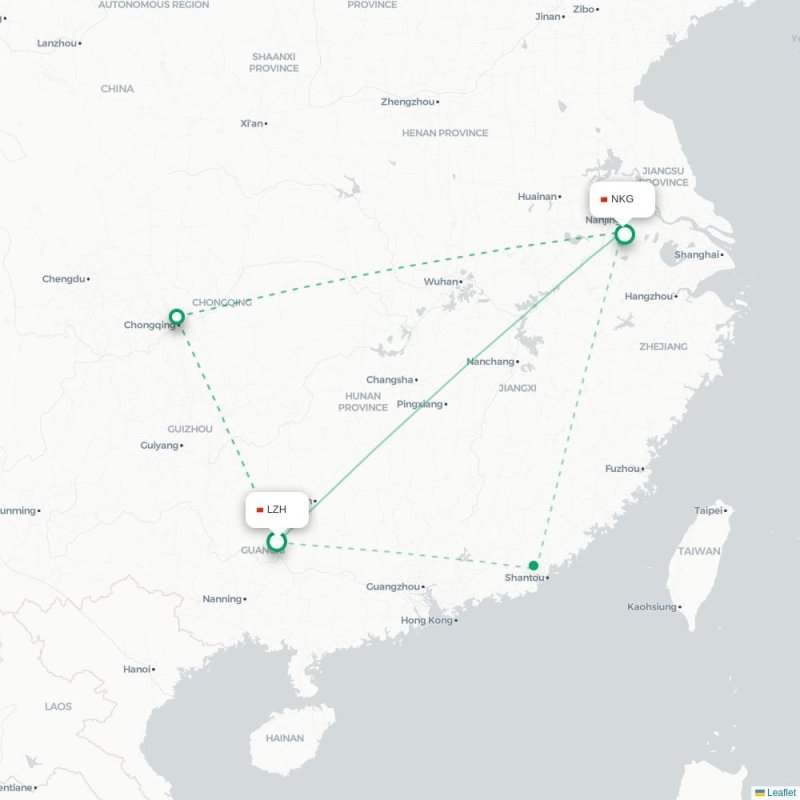 LZH - NKG route map