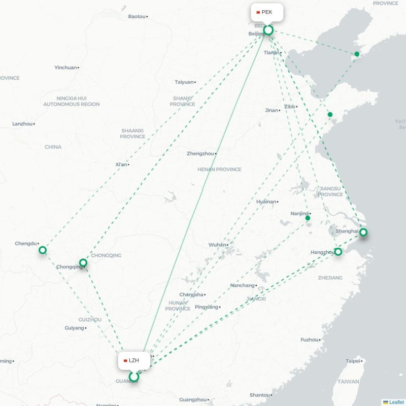 LZH - PEK route map