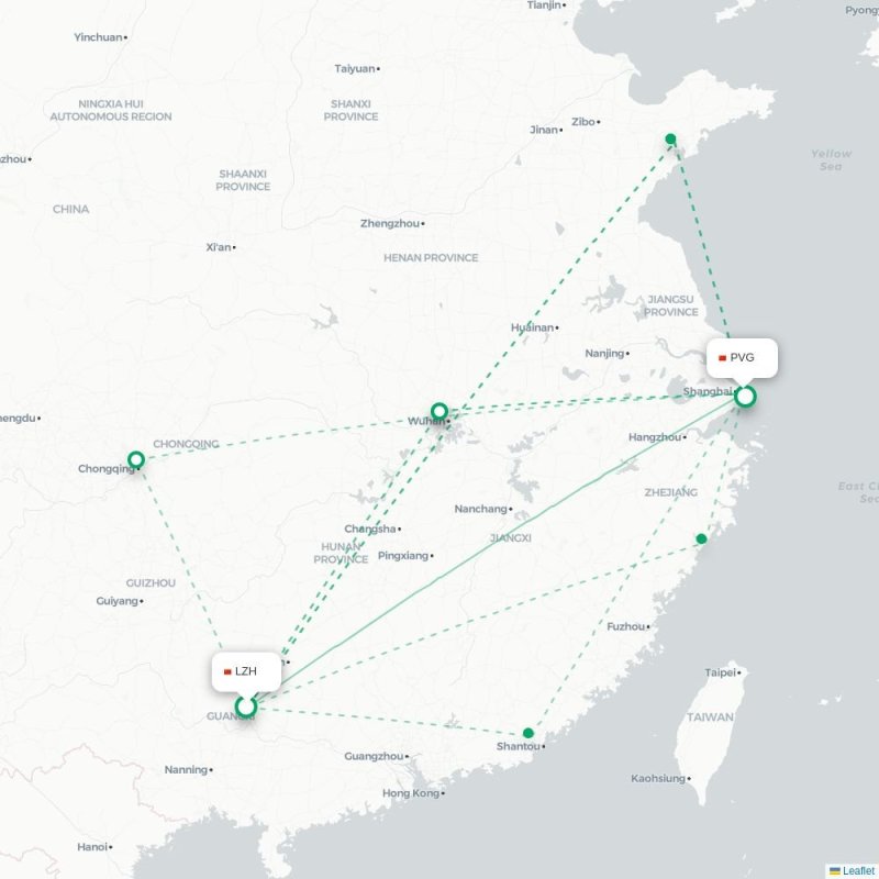 LZH - PVG route map