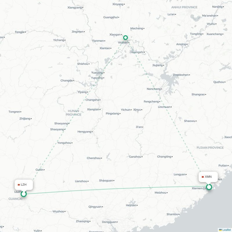 LZH - XMN route map