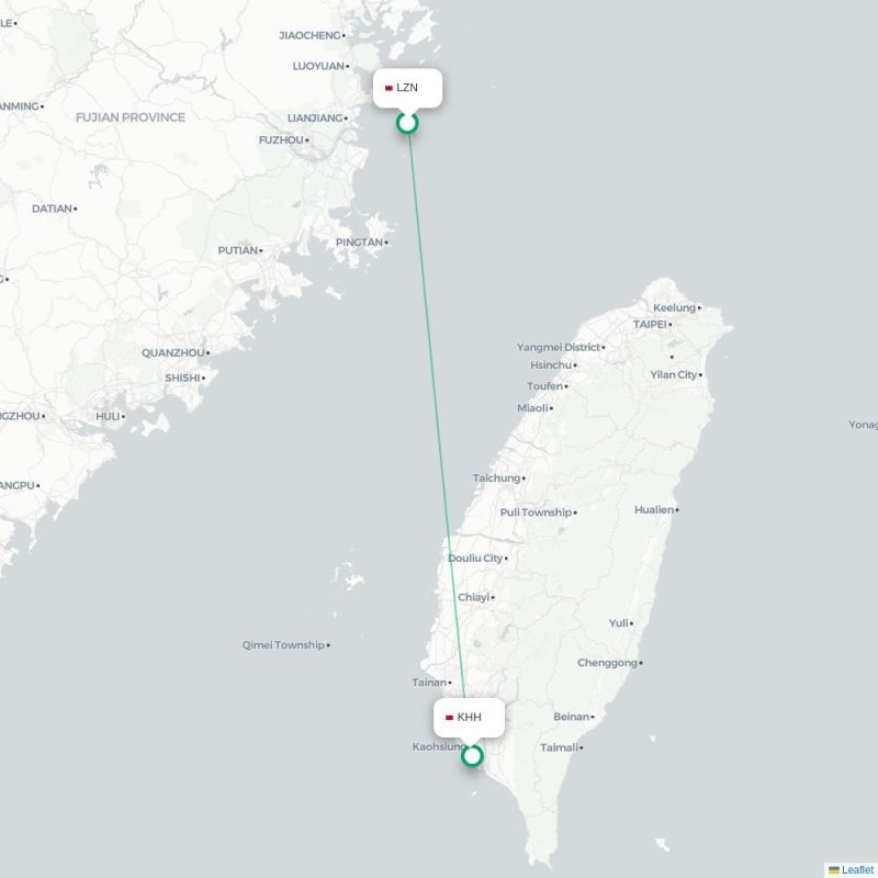 LZN - KHH route map