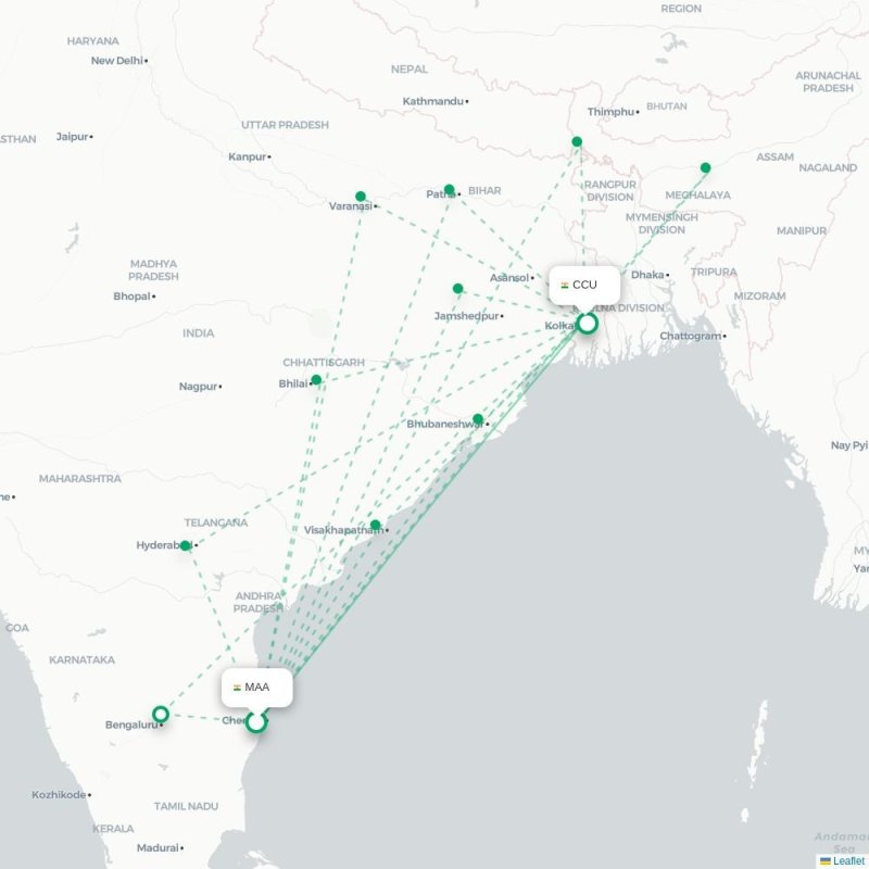 MAA - CCU route map