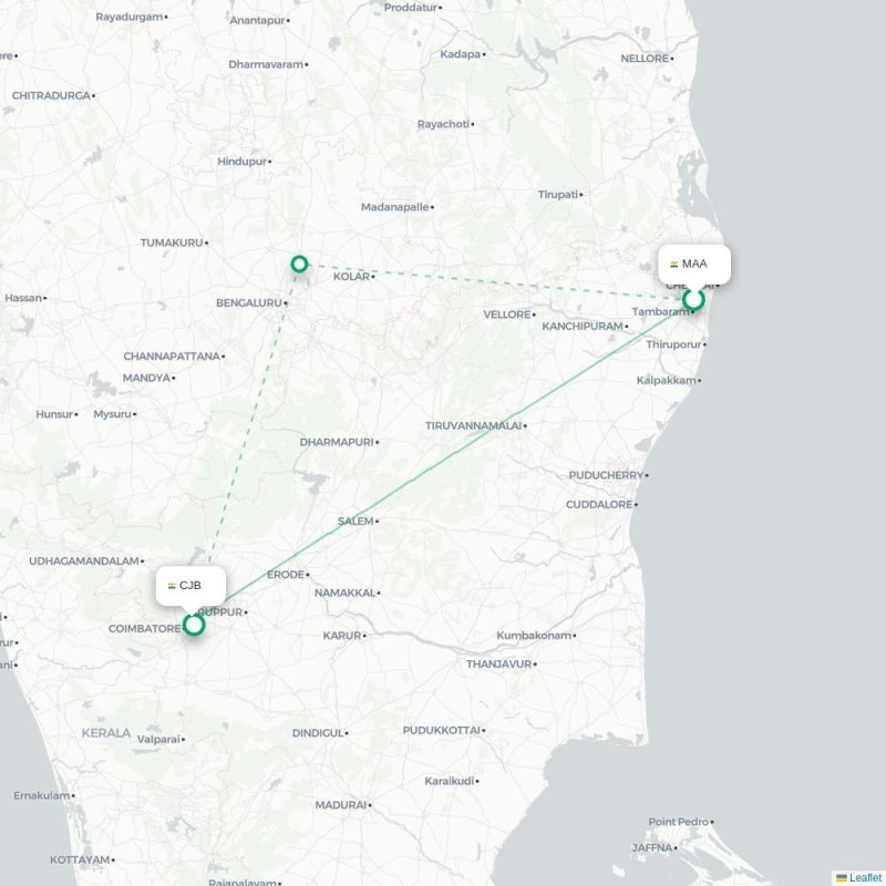 MAA - CJB route map
