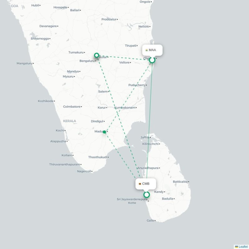 MAA - CMB route map