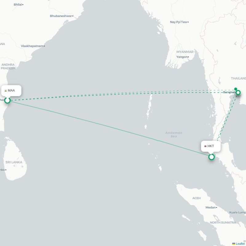 MAA - HKT route map