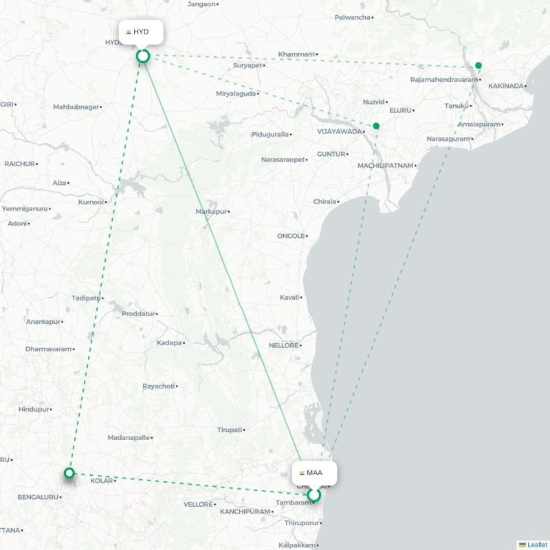 MAA - HYD route map
