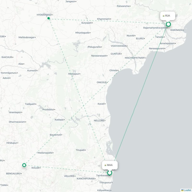 MAA - RJA route map