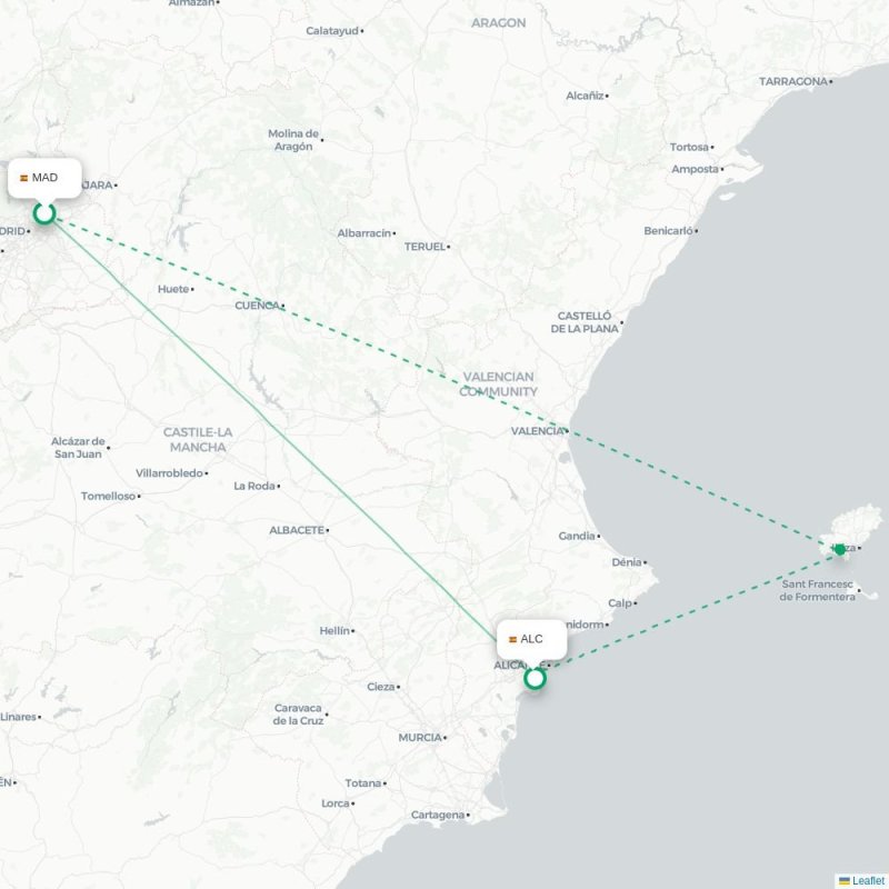 MAD - ALC route map