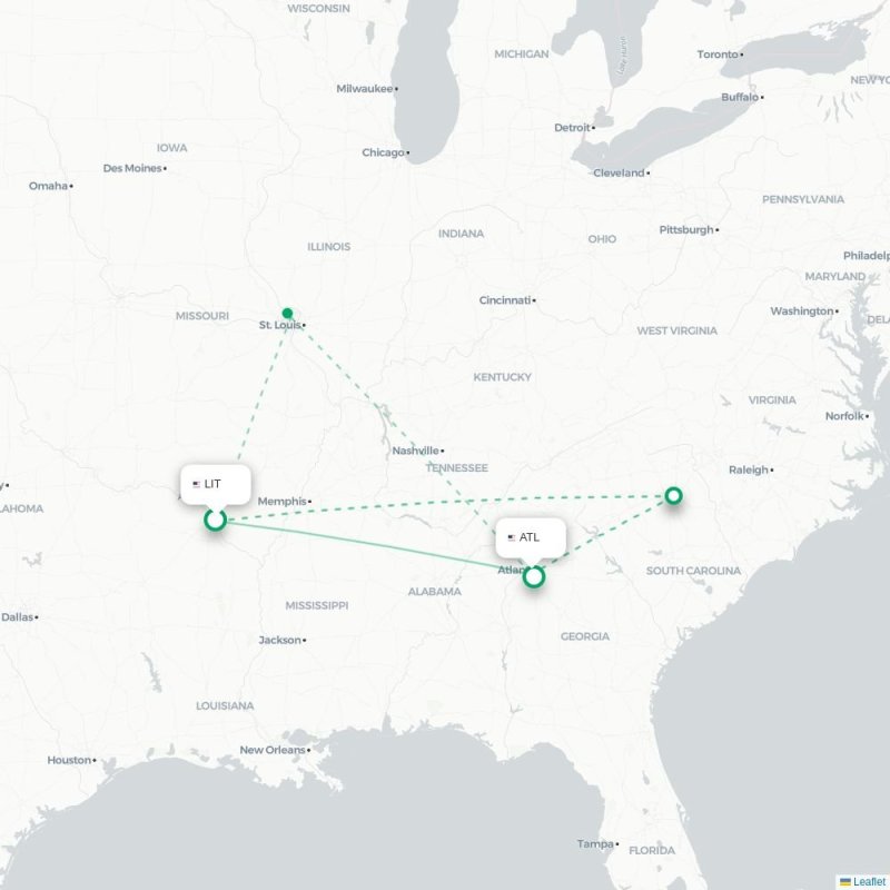 MAD - ATL route map