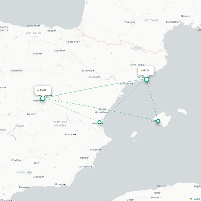 MAD - BCN route map