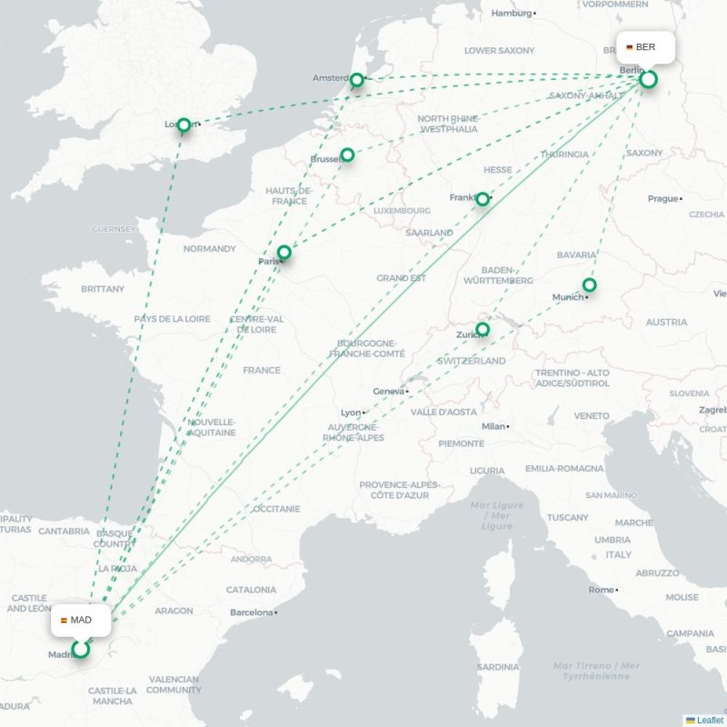 MAD - BER route map