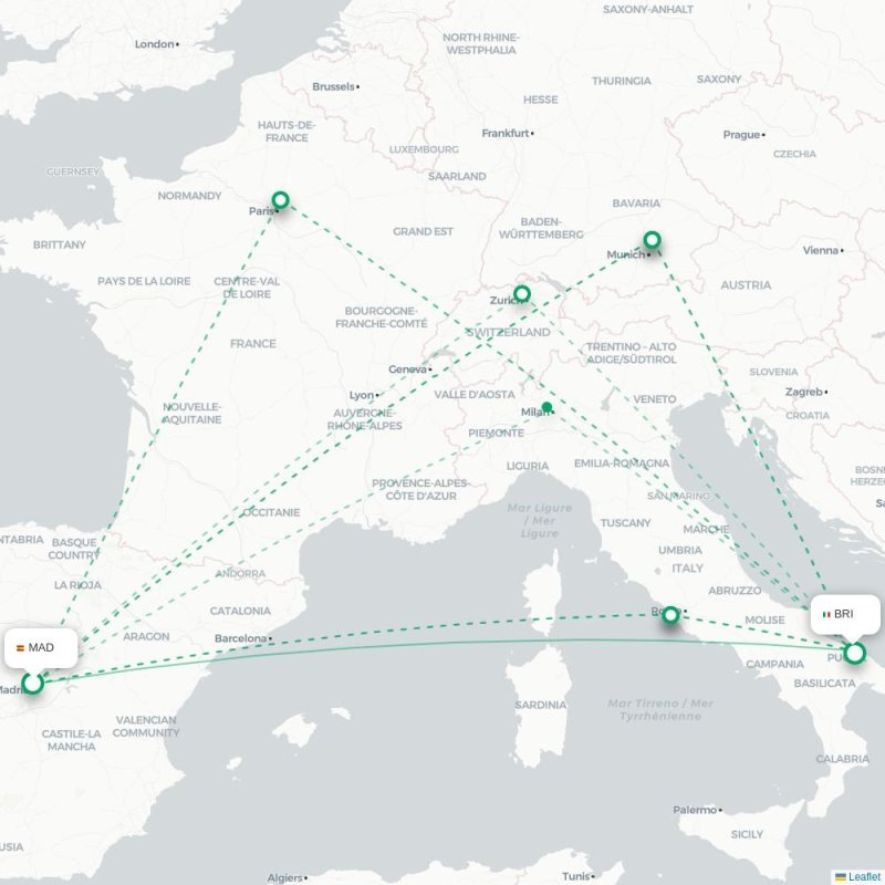 MAD - BRI route map