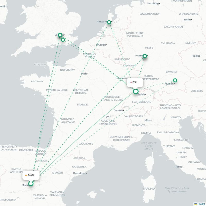 MAD - BSL route map