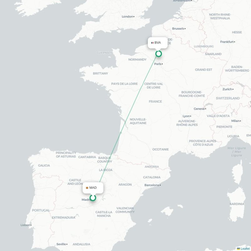 MAD - BVA route map