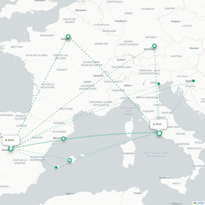 MAD - FCO route map