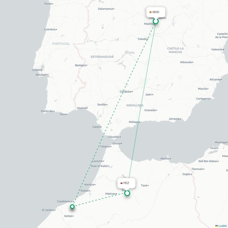 MAD - FEZ route map