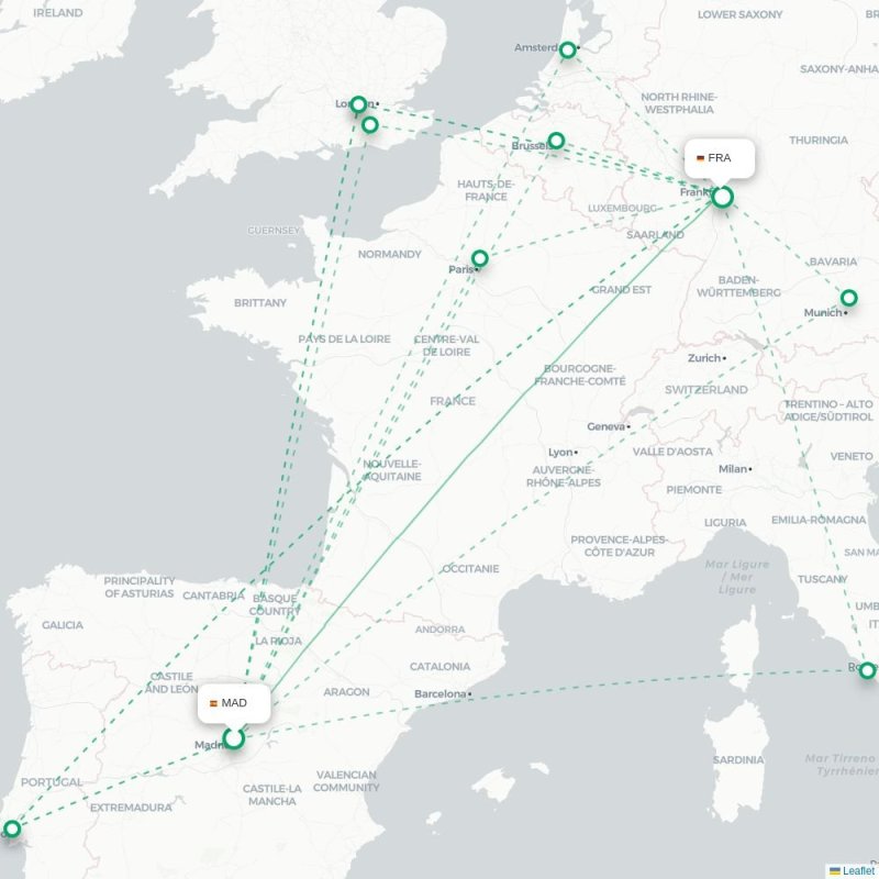 MAD - FRA route map
