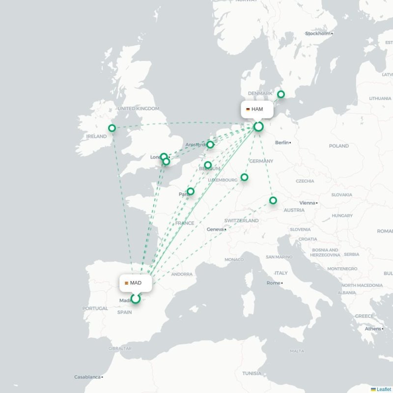 MAD - HAM route map