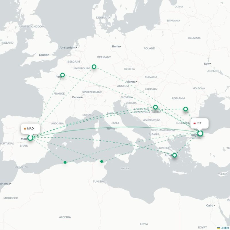 MAD - IST route map
