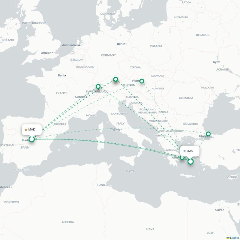 MAD - JMK route map