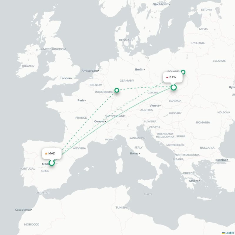 MAD - KTW route map