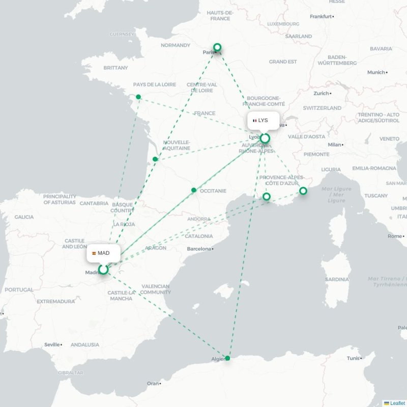 MAD - LYS route map
