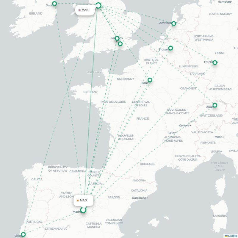MAD - MAN route map