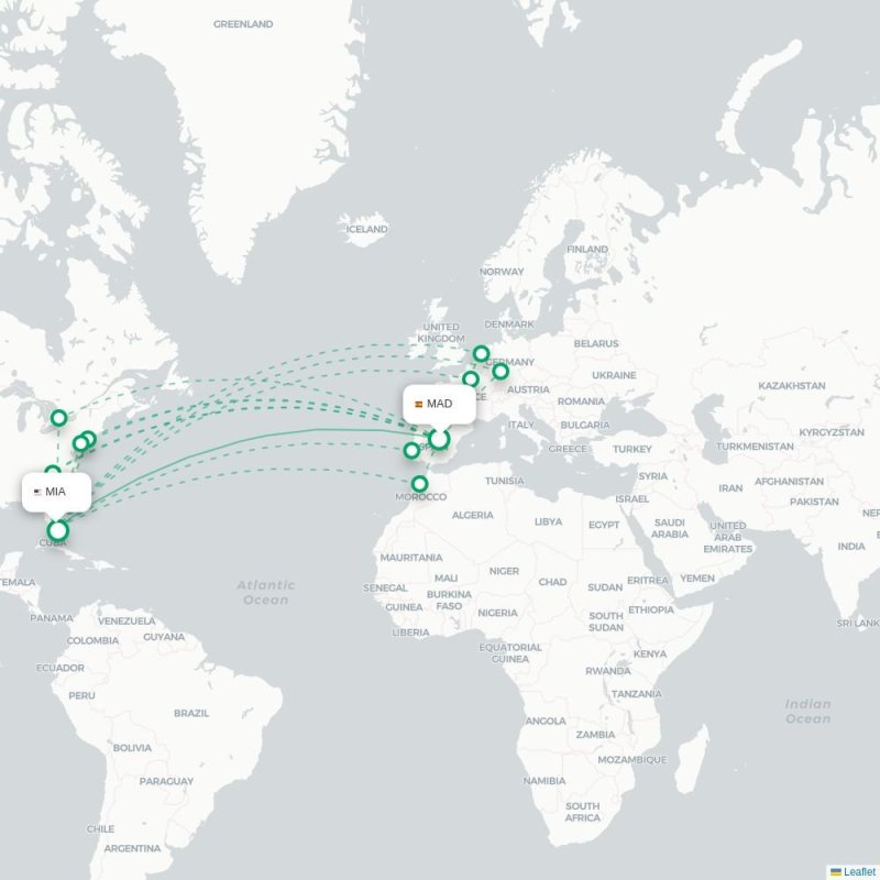 MAD - MIA route map